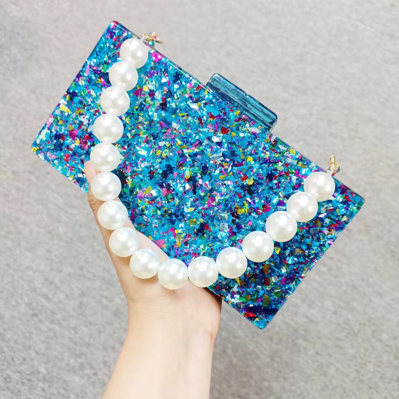 Luxury Bags Green - Pochette de luxe en perles acryliques