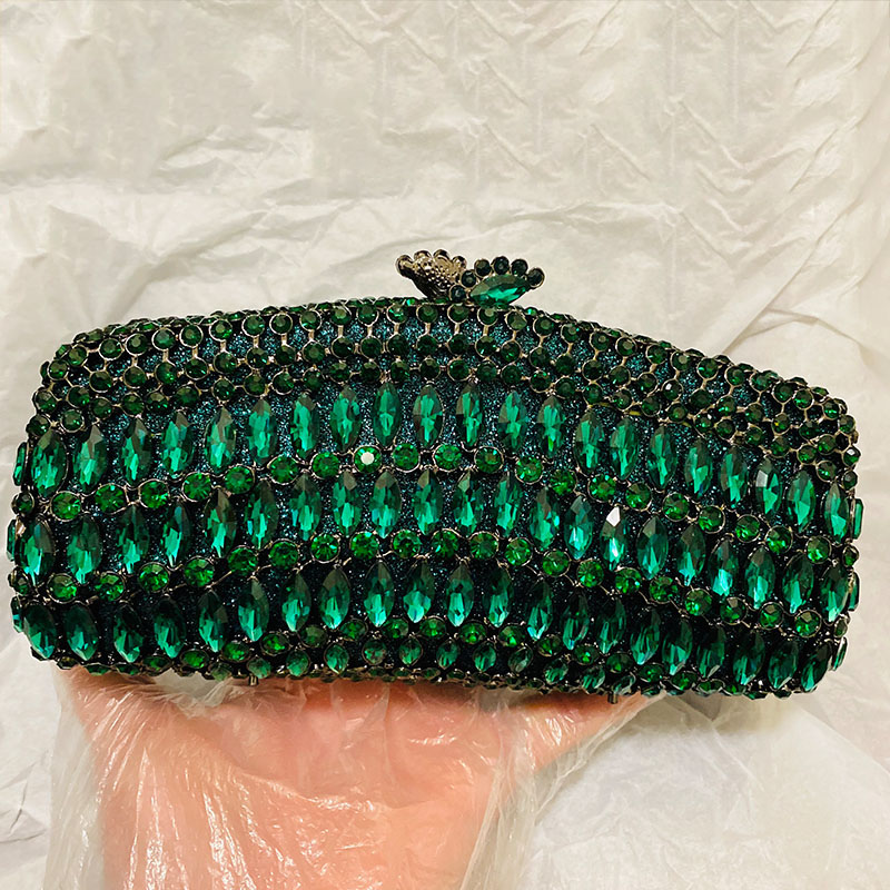 Luxury Bags Green - Luxe vert strass soirée pochette sacs