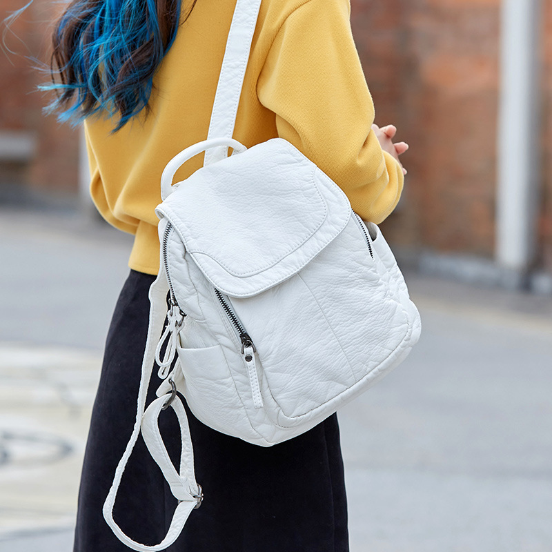 Luxury Bags White - Sac à dos en cuir lavé