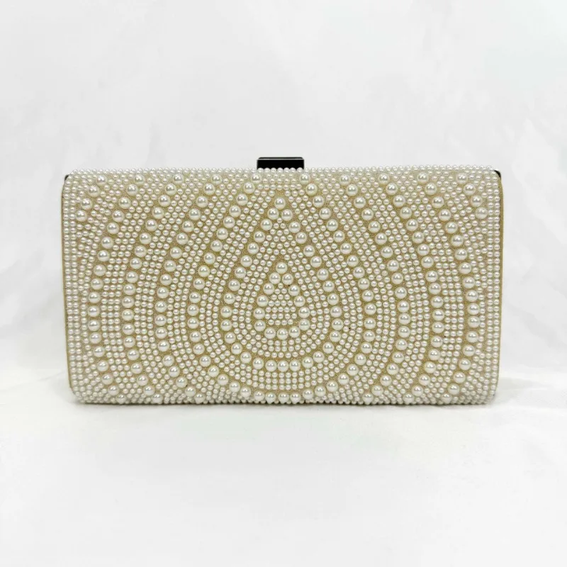 Luxury Bags White - Pochettes de perles blanches pour dames,