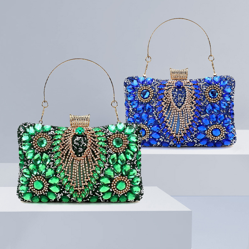 Luxury Bags Green - Pochette de soirée à pompon vert