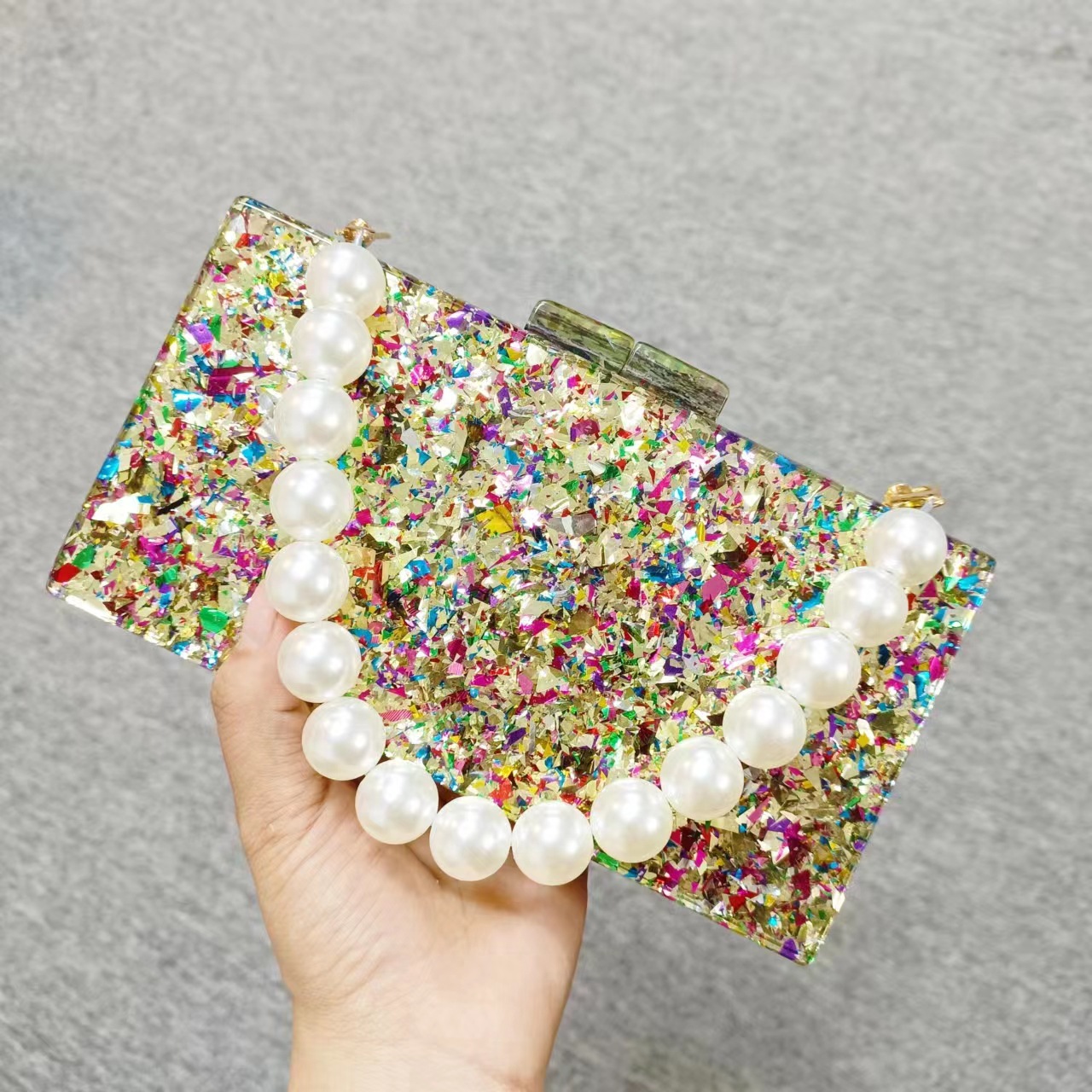 Pochette de luxe en perles acr - Luxury Bags Green avis et prix