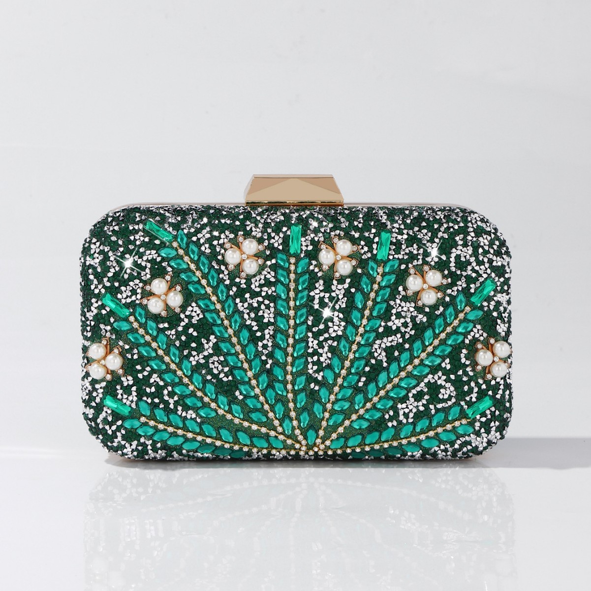 Pochette de soirée verte ornée - Luxury Bags Green avis et prix
